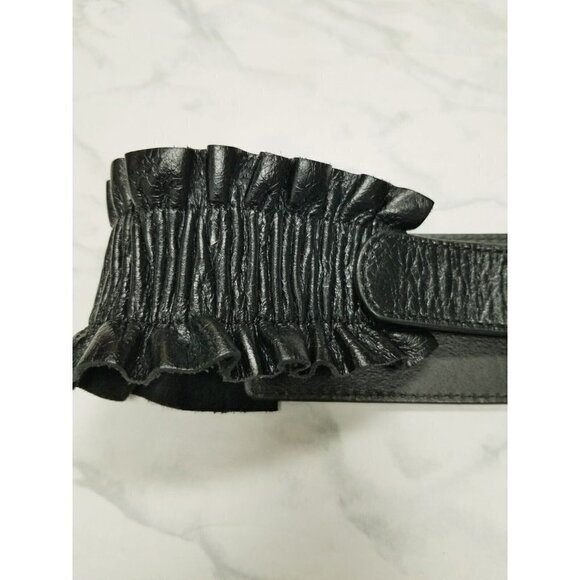 Hobo International  Black Leather Belt ruffles size‎ Medium - Picture 2 of 16